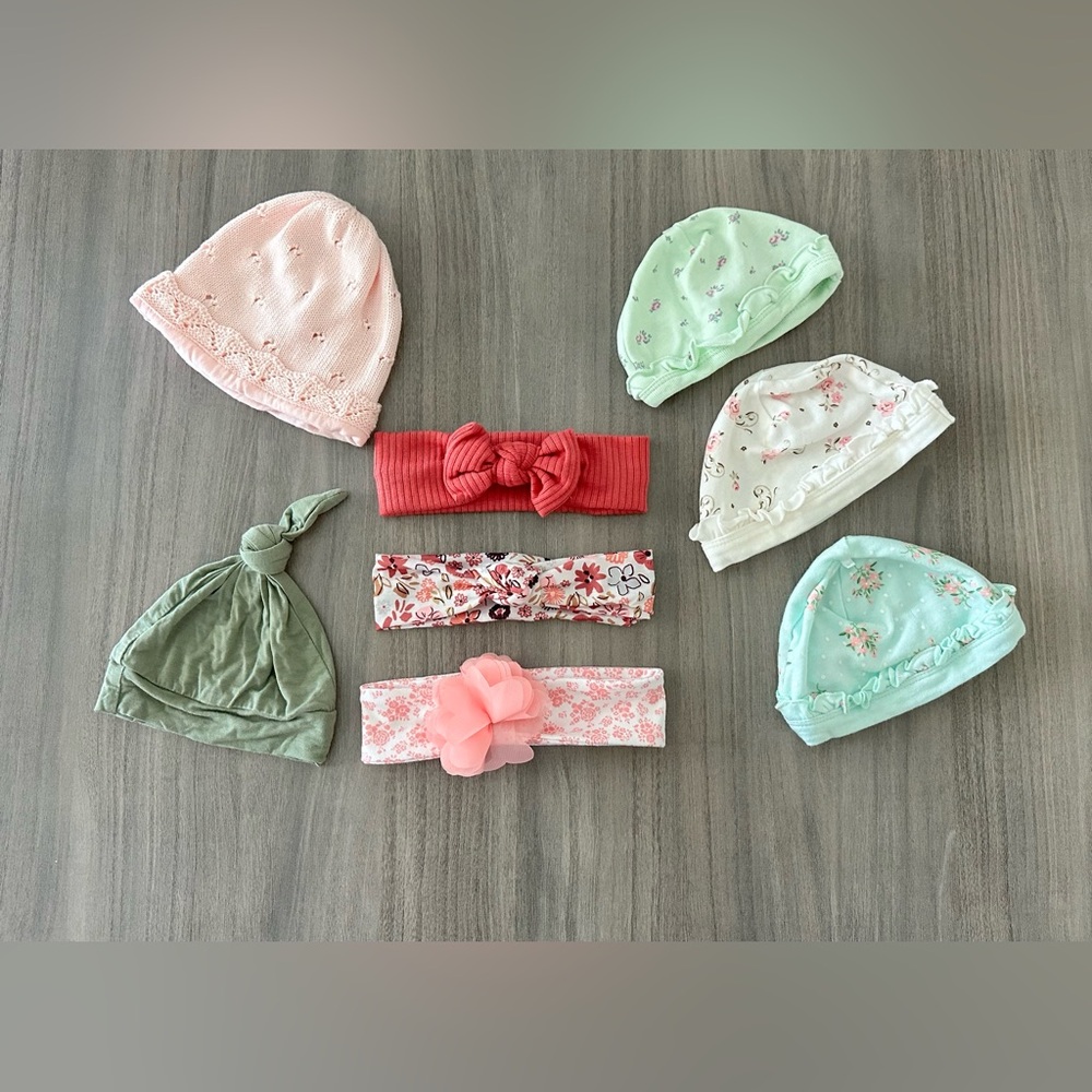 Adorable Assorted Baby Floral Hats and Bows Set NWOT